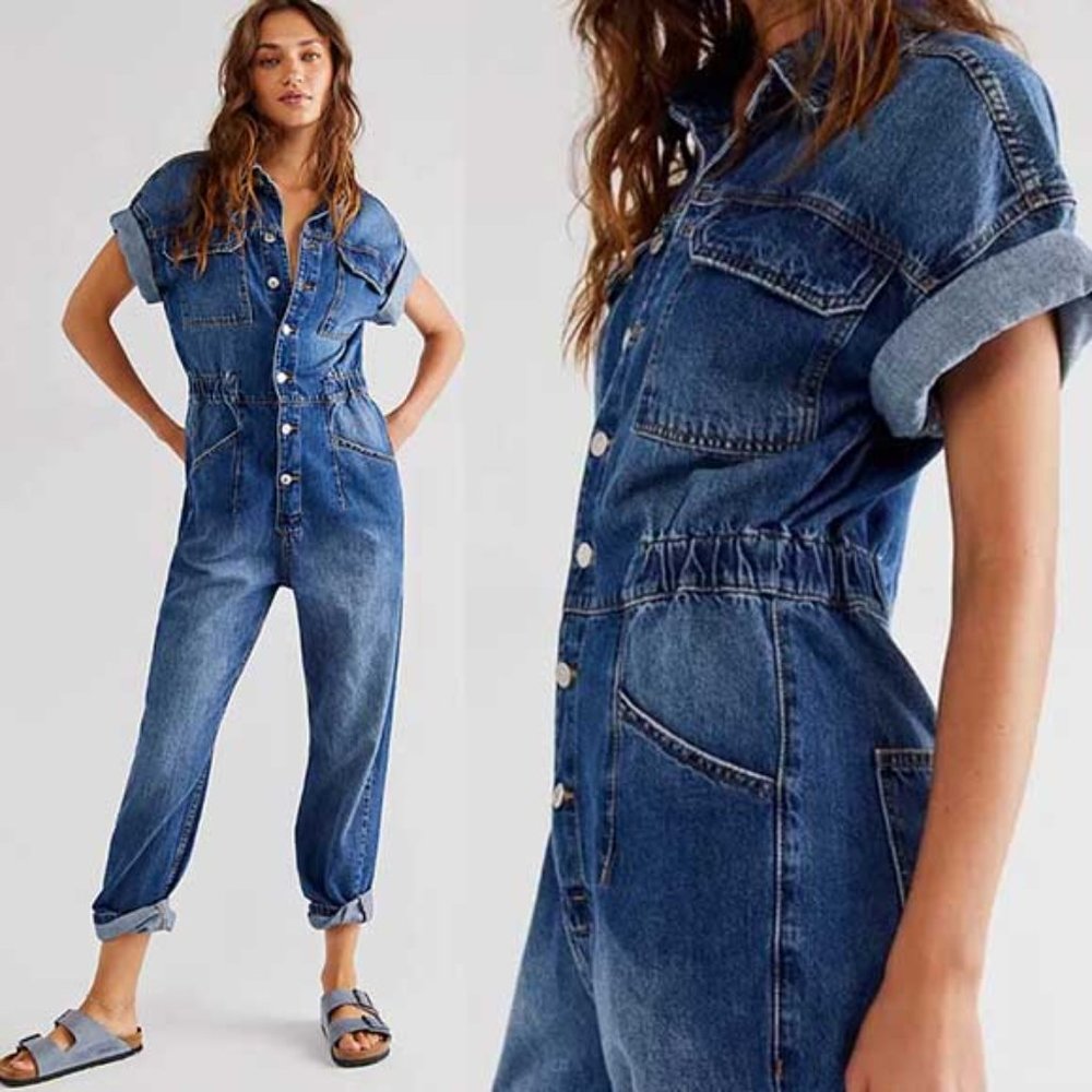 Free People Marci Denim Coverall M
